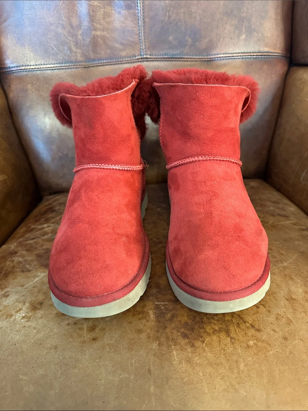 UGG Double Bow Mini Red Kiss Boots - Women’s 9